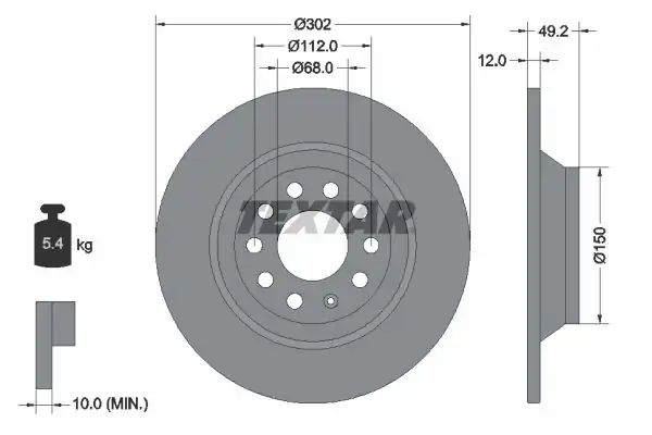 TEXTAR 92132503 | Fren Diski VW A6 Arka 04 302x12 2 Adet
