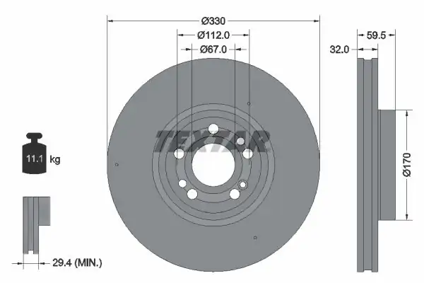 TEXTAR 92307105 | Fren Diski 167 Ön Gle 300d 4 Matic 2 Adet
