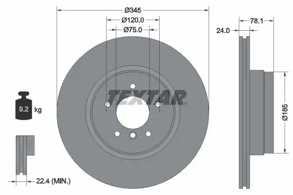 TEXTAR 92161205 | Fren Diski Arka X5 E70 X5 F15 X6 E72 X6 F16 2 Adet