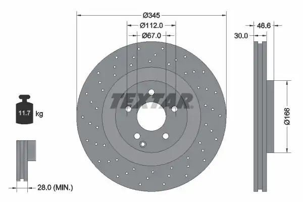 TEXTAR 92123703 | Fren Diski 203 209 171 Ön AMG 2 Adet