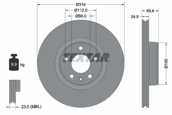 TEXTAR 92132205 | Fren Diski VW A6 Ön 04 314x25 92132200 2 Adet