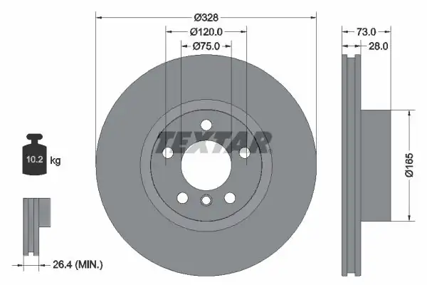 TEXTAR 92257105 | Fren Diski F 25 26 Ön Tek