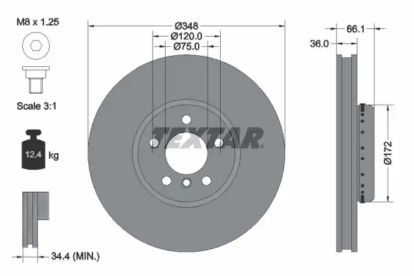 TEXTAR 92253825 | Fren Diski F 01 02 07 10 11 Ön Sağ Havalı