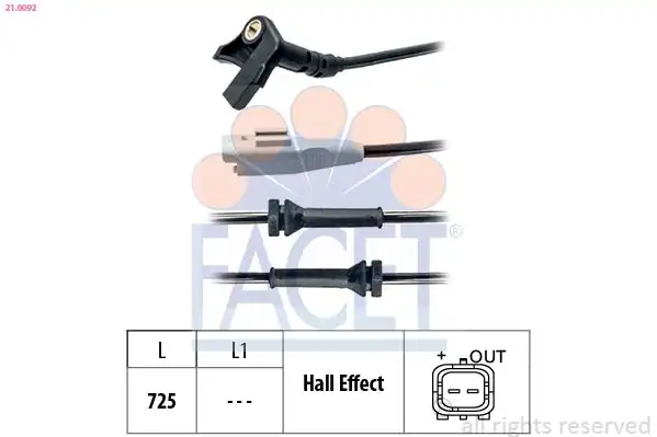 FACET 21-0092 | Tekerlik Hız Sensörü Partner Tepee Berlingo C4 Picasso 1 6 2 0 Hdi Dv6 Dw10