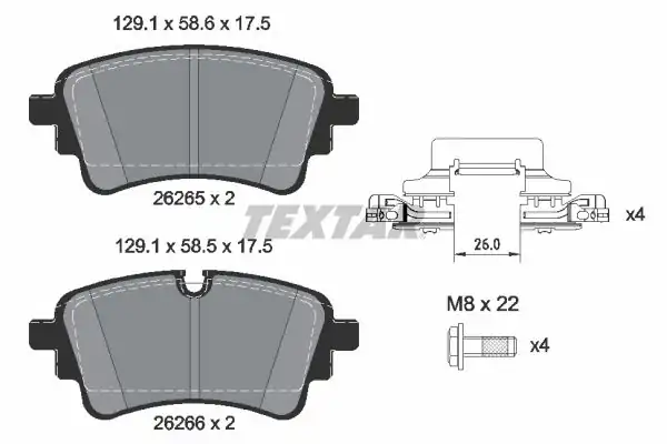 TEXTAR 2626501 | Fren Balatası VW A5 A6 A7 Q5 2017 Arka