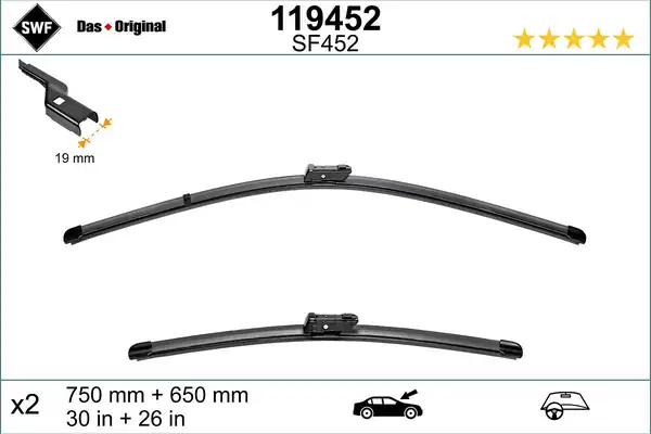 Valeo 119452 Silecek Seti Aerotwin Swf Muz Tipi Klas 750 650 mm Ford S Max 75 65