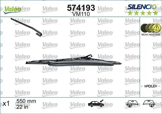Valeo 574193 Silecek Silencio Spoy X1 Vm110 550mm Audi A4 A6 Tt 1505876