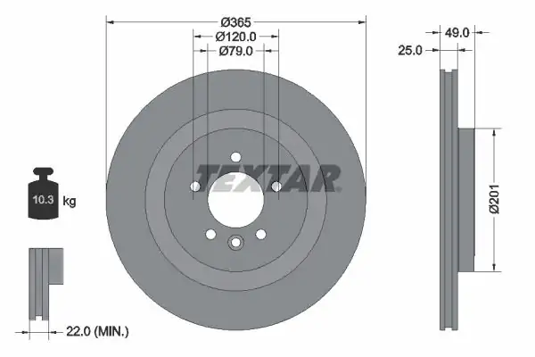 TEXTAR 92293003-2 | Fren Diski Arka Land Rover Range Rover IV Defender Discovery Sport II V IV Bm 12 2 Adet