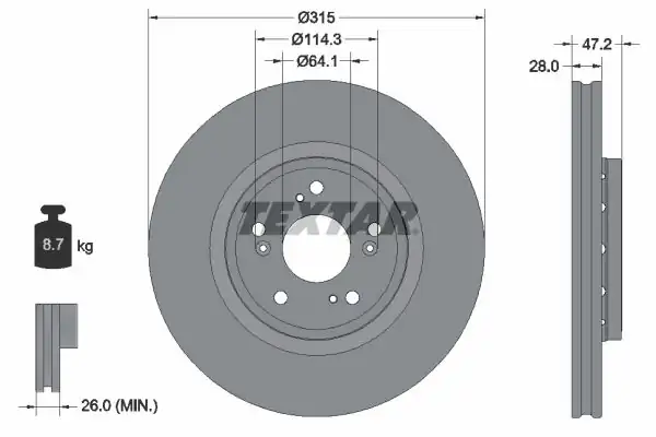 TEXTAR 92283303-2 | Fren Diski Ön CRV Rm 4wd 1 6 İ Dtec 15 18 2 Adet