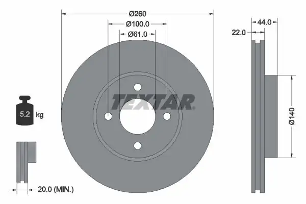 TEXTAR 92239903-2 | Fren Diski Ön Micra K13 Note E12 14 1 2 11 18 2 Adet