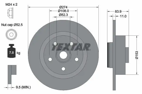 TEXTAR 92142203-2 | Fren Diski Arka Grand Scenic II Laguna II Bm 02 2 Adet