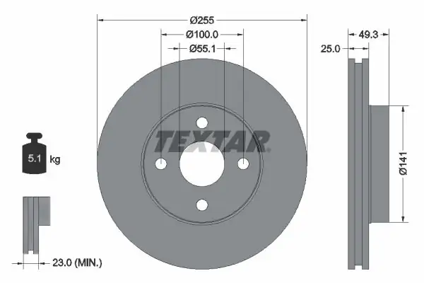 TEXTAR 92125803-2 | Fren Diski Ön Corolla E12 Verso E12 1 6 02 03 1 4 1 6 02 06 2 Adet