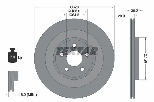 TEXTAR 92178005-2 | Fren Diski Arka Jaguar S Type II X200 Bm 04 2 Adet