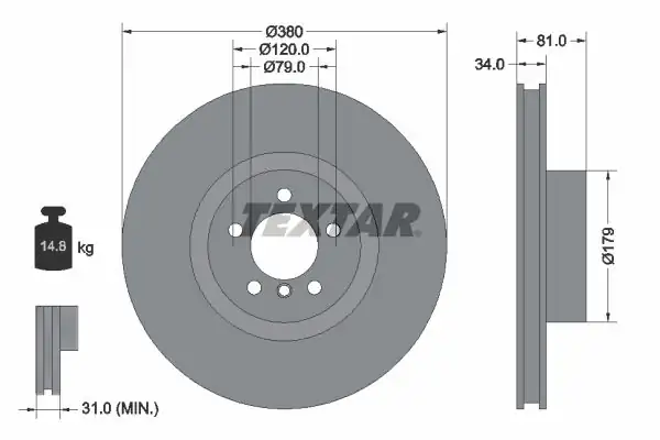 TEXTAR 92233905-2 | Fren Diski Ön Land Rover Range Rover V IV Discovery Sport 2 0 D 3 0 D 5 0 13 2 Adet
