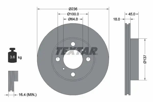 TEXTAR 92089400-2 | Fren Diski Ön Carisma Da 96 98 1 6 1 9 TD 2 Adet