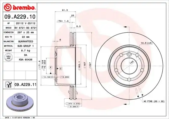 BREMBO 09A22911 | Fren Diski Ön Land Rover Discovery II L318