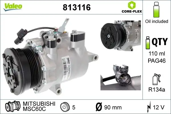 Valeo 813116 Klima Kompresörü Mitsubishi Colt 2004 2012 Benzinli Dizel