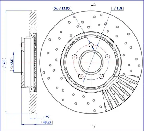 MGA 50454PC | Fren Disk Ön Hava Kanallı 320 5 Ford Focus C-Max Kuga 03 Volvo S40 V50 05 Performans 2 Adet