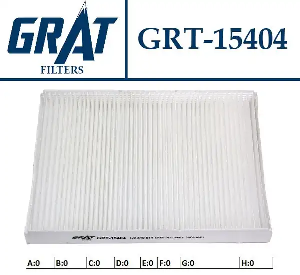 GRAT 15404 | Kabin Filtresi Karbonsuz VW Caddy 96 03 Golf 95 98 Passat 01 05 Polo 95 02 Polo CLS 96 02