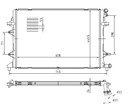 MGA 80516 | Su Radyatörü İntercooler Brazing VW Caddy 16 Passat 13