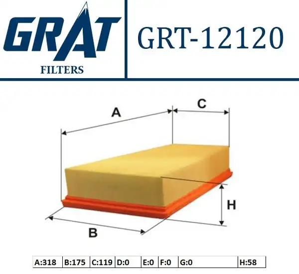 GRAT 12120 | Hava Filtresi Yamuk Peugeot 306 1 8 16v 2 0 Citroen Xsara 1 8 16v 2 0