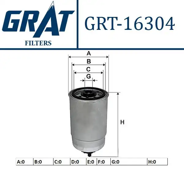 GRAT 16304 | Mazot Filtresi Kısa Tip Dar Delik Hyundai Getz 02 1 5 CRDI Matrix 02 1 5 CRDI Admıre 1 5 CRDI