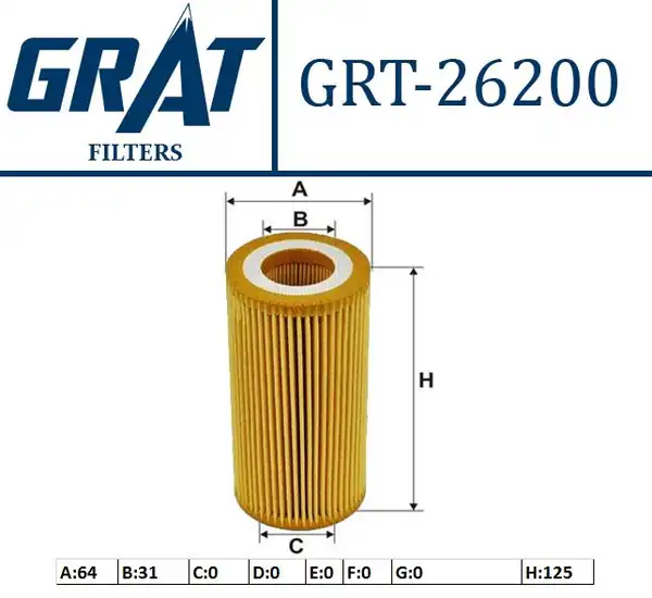 GRAT 26200 | Yağ Filtresi VW Passat Jetta III Golf V Toledo III Octavia Seat Leon Altea Altea Xl
