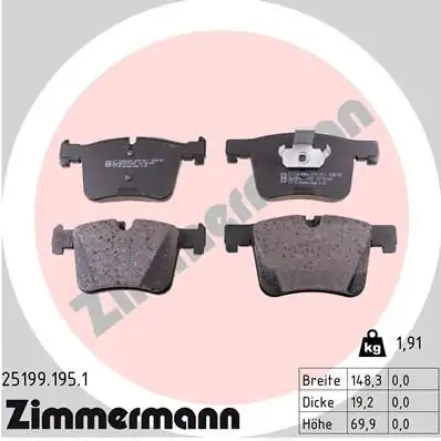 Zimmermann 25199 195 1 Fren Balatası Ön Bmw F20 F30 X3 2012 2019
