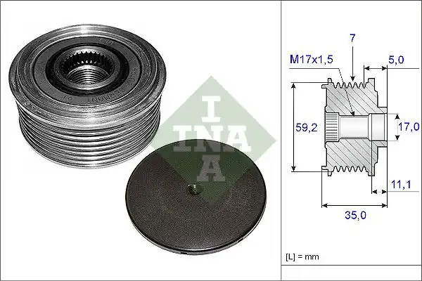 İna 535008710 Alternatör Kasnağı 01 07 Transit 2 4 TDCI Aof 500