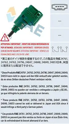 FAE 24762 | Fren Lamba Müşürü VW Golf IV Polo Bora Transporter T4 T5 Octavia A3 Leon Yeşil