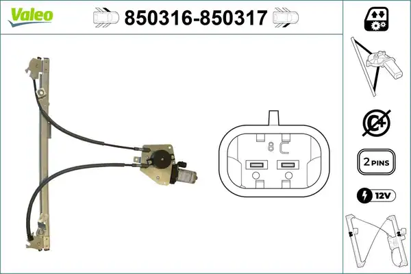 Valeo 850316 Cam Mekanizması Ön Sol Citroen Saxo 96