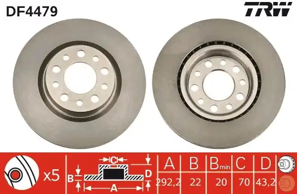 TRW DF4479 | Fren Diski Arka Havalı 292 mm Alfa Romeo 159 Brera Spıder 06 11