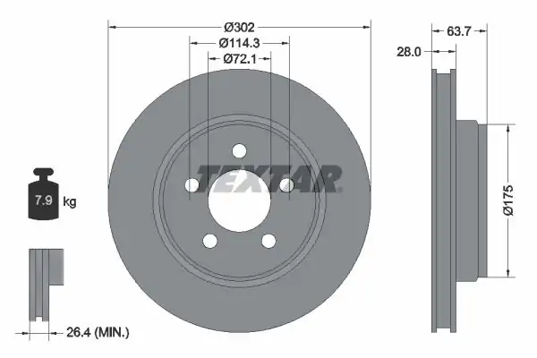 TEXTAR 92203303-2 | Fren Diski Ön Cherokee 2 8 Crd 3 7 V6 08 12 2 Adet
