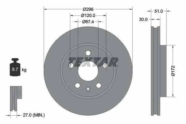 TEXTAR 92186903 | Fren Diski Opel Insignia A 16 Jant 296mm Ön 2 Adet