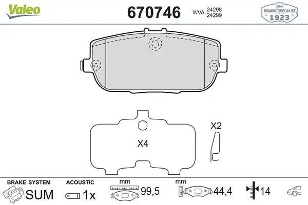 Valeo 670746 Fren Balatası Arka Mazda Mx5 1 8 2 0 05 Fiat 124 Spıder 1 4 16
