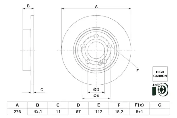 BOSCH 0986479H60 | Arka Fren Diski Mercedes A Serisi (W177) / CLA (C118) / W247 Yüksek Karbonlu | 2 Adet