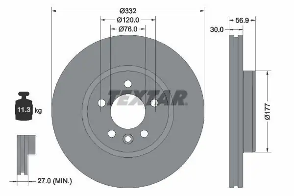 TEXTAR 92307705 | Fren Diski VW Amarok 3 0 TDI 2016 Ön Pr 2e4 2 Adet