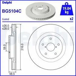 DELPHI BG5104C | Fren Diski (Çiftli Paket)-Boyalı, Deliksiz