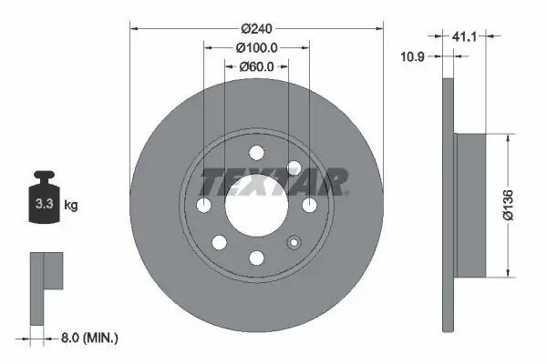 TEXTAR 92111303 | Fren Diski Opel Corsa C 1 0 1 2 Havasız Ön 2 Adet