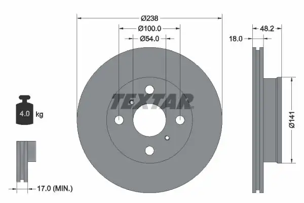 TEXTAR 92055800 | Fren Diski Corolla 1 3 C 238mm Ön 2 Adet