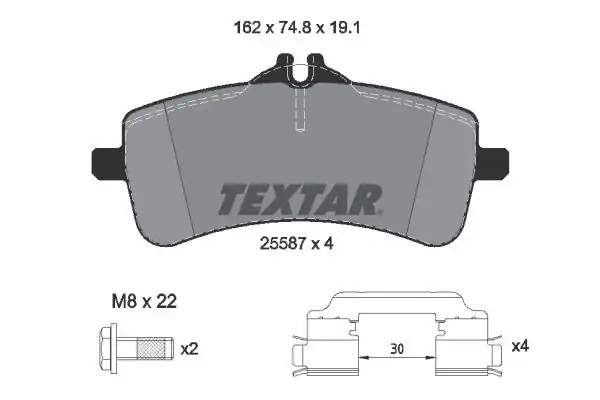 TEXTAR 2558701 | Fren Balatası 222 223 Arka 4 Matic
