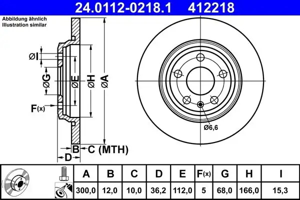 ATE 240112-02181 | Arka Fren Diski Audi A4 A5 Q5 15 > | 2 Adet