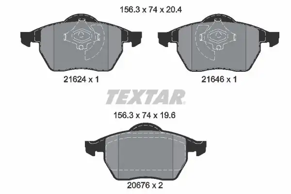 TEXTAR 2162402 | Fren Balatası Ön VW Passat A4 1 8t Ön Fişsiz