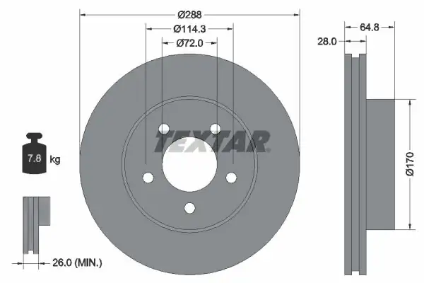 TEXTAR 92119705 | Fren Diski Jeep Cherokee Kj Ön 2001 2008 2 Adet