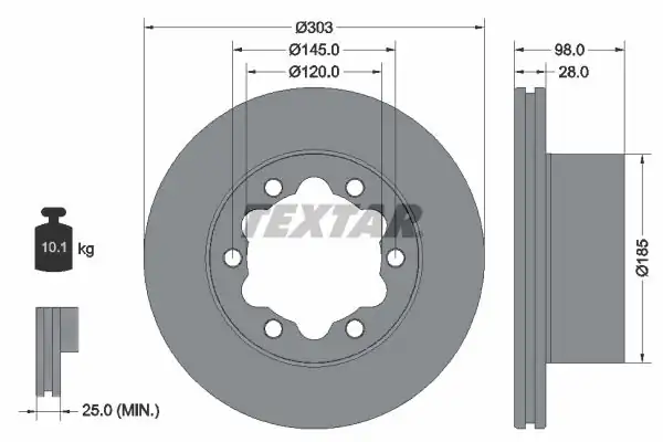 TEXTAR 92295303 | Fren Diski VW Amarok Crafter Arka 2017 Pr 1lb 2 Adet