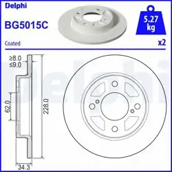 DELPHI BG5015C | Fren Diski (Çiftli Paket)-Boyalı, Deliksiz