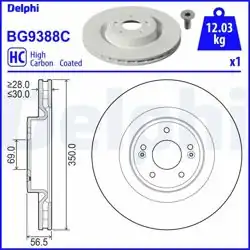 DELPHI BG9388C | Fren Diski (Tekli Paket)-Boyalı, Delikli