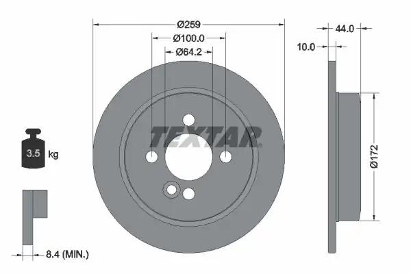 TEXTAR 92175003 | Fren Diski Mini Cooper Arka R 55 56 57 Tek