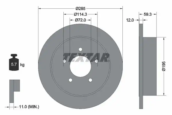 TEXTAR 92194003 | Fren Diski Jeep Cherokee 2 8 Kj Arka 2 Adet