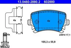 ATE 13.0460-2880.2 | Fren Balatası Arka Golf V/VI Passat B6/B7 Caddy III Touran A3 A6